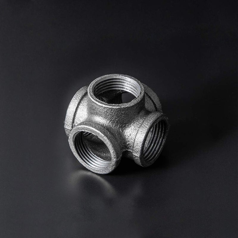 Home TZH 1" 5-Way Side Outlet Tee, Home TZH 10-Pack 5-Way Corner Gray Malleable Cast Iron Pipe Fitting for Industrial Pipe, Furniture and DIY Decoration (10, 1") - Image 2